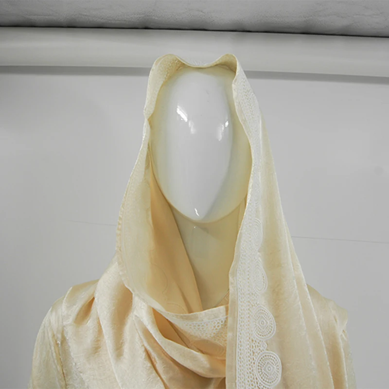 Wholesale Luxury Open Abaya for Muslim Women Turkey's Modest Dubai Kaftan with Lace Sleeves Breathable Kimono Style From Eid details