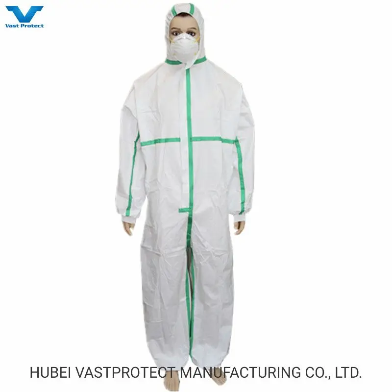 Chemical Antistatic Waterproof Breathable Disposable Clothing Industrial Overalls PP SMS Microporous White Protective Coverall