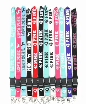 Popular High Quality Vs Custom Brand Neck Strap Keychain Lip Gloss Lanyard Pink Colors Lanyard with Detachable Buckle At Stocks