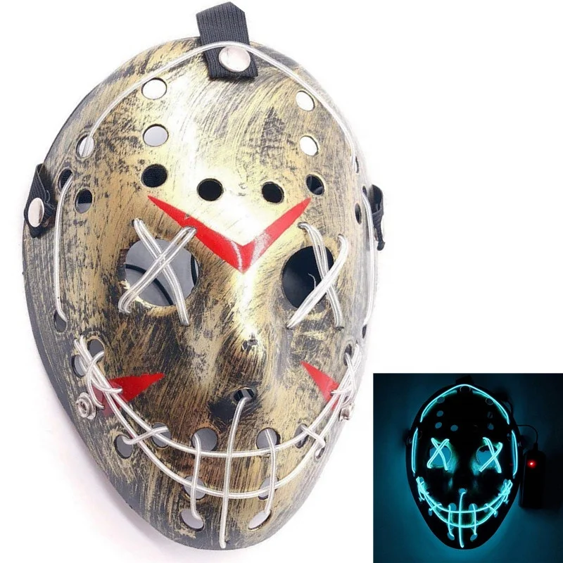 AUHOO Halloween Mask LED Light up Purge Mask Jason Mask Scary Mask for Kid & Adult