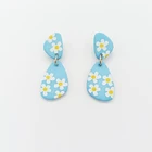 Handmade Earrings Hot Selling Korean Handmade Flower Printed Acetate Irregular Geometric Shape Polymer Clay Earrings