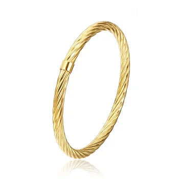 Trendy Stainless Steel Cable Wire Bangle Cuff Twisted Cable Hollow Tube Bangle Bracelet