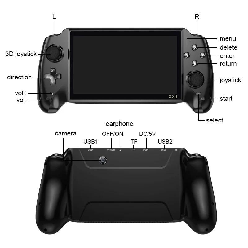 X20 Portable Retro Handheld Video Game Console Bulitin 3000 Game 7.0