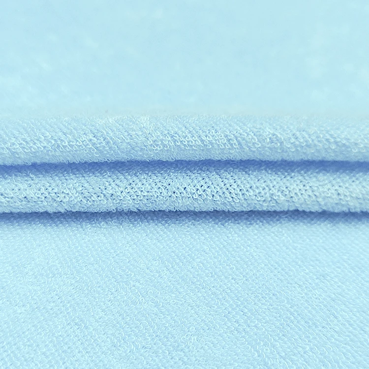 Eco Friendly Solid Fabric Bamboo Polyester Material Terry Toweling Fabric for Babies Clothing factory