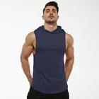 Mens Custom Logo Fitness And Bodybuilding Singlet Hoodies Stringer Athletic Gym Tank Top With Hooded For Man