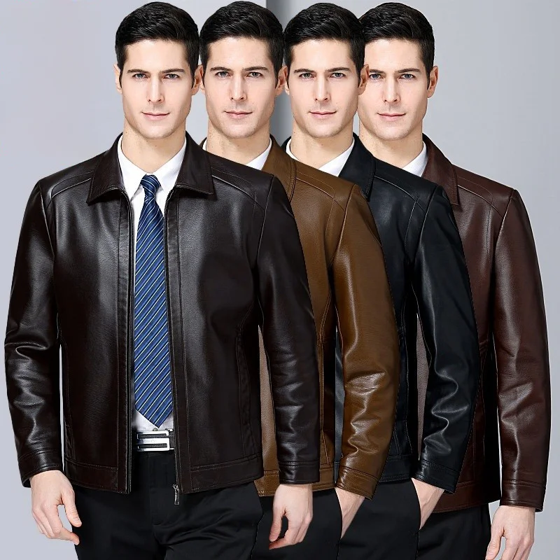 Mens Jackets Fashion Men Faux Leather Coat Zipper Overcoat Motor Jacket Motorcycle Bikers Top Clothing