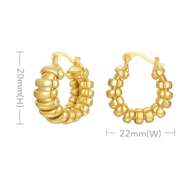 High Quality 18K Gold Plated Brass Jewelry Gold Color Circle Ring Hoop Earrings E201221