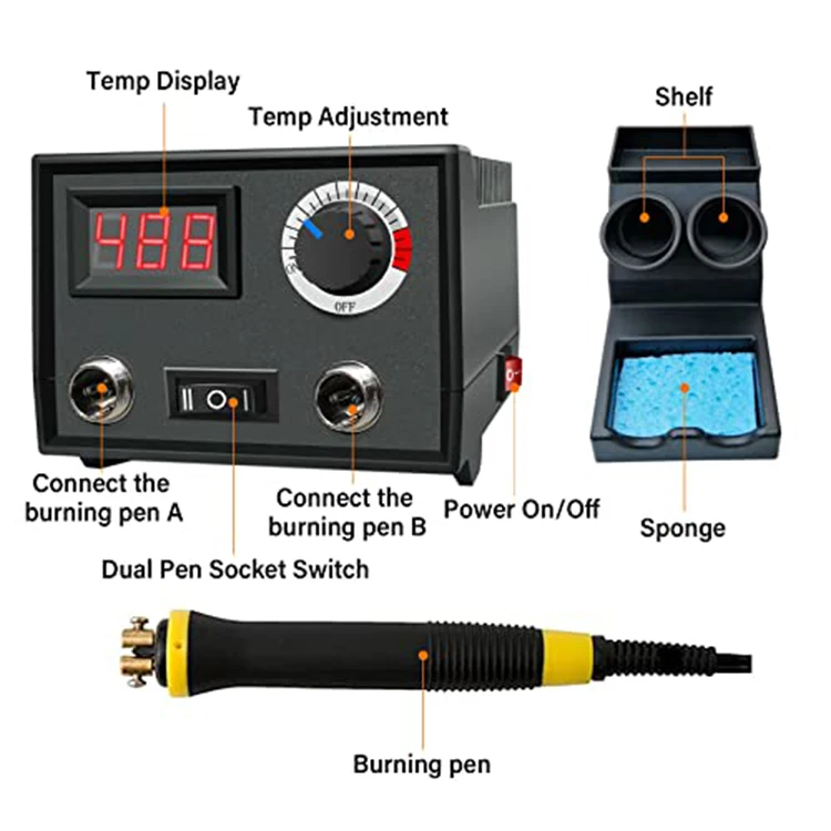 Pyrography Wood Burning Kit Wood Burner Tool Dual Pen 60w Upgraded