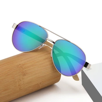 2024 New fashion Stylish metal Frame sun glasses with colorful TAC Polarized Sunglasses Natural Bamboo Wooden Sunglasses men