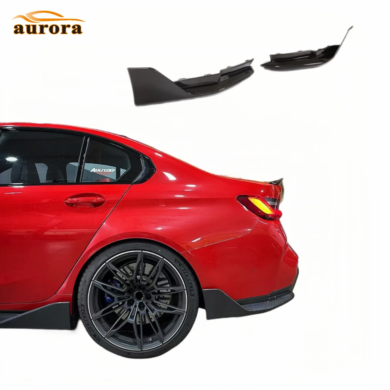 Carbon Fiber G80 M3 Rear Bumper Canards Aprons Fins Splitter For Bmw