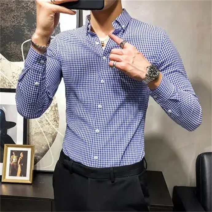 New Bbamboo Fiber Slim Fit Long-sleeved Professional Elastic Aanti-wrinkle Business Formal Work Fear Men's Shirt