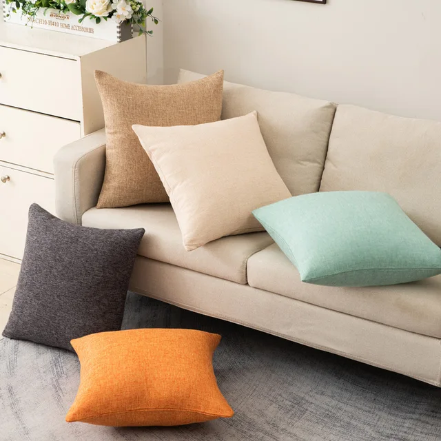 wholesale luxury solid linen cotton 45*45cm cushion cover for sofa cover