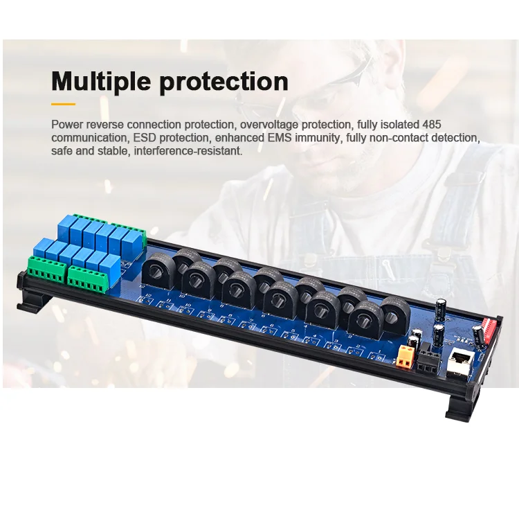 product huaqingjun 12 channel rs485 ethernet ac current voltage transformer detect module modbus rtu modbus tcp acquisition module913-8