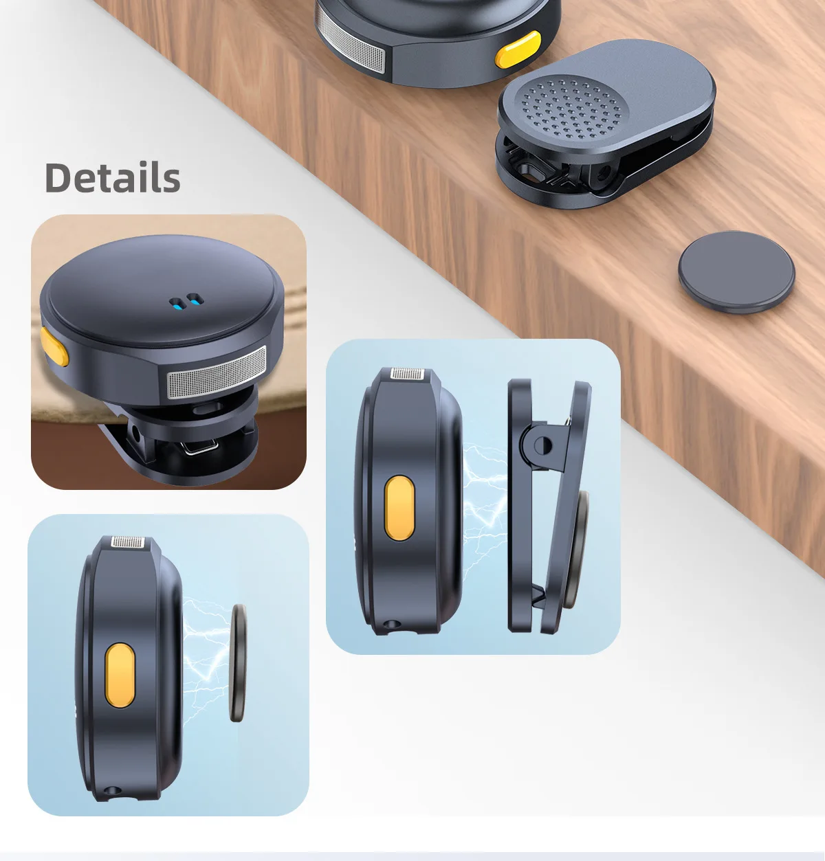 One Two Long-Range Outdoor Magnetic Wireless Lavalier Microphone with Digital Battery Display Compartment Type C Connector