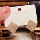 Earrings Korea Gold-plated Square Zircon Earrings 925 Silver Needle Geometric Women's Earrings