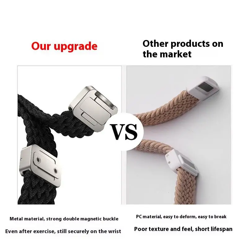 product laudtec millet sport smart watch strap woven nylon with magnetic buckle color2 alarm function compatible with for apple watch-8