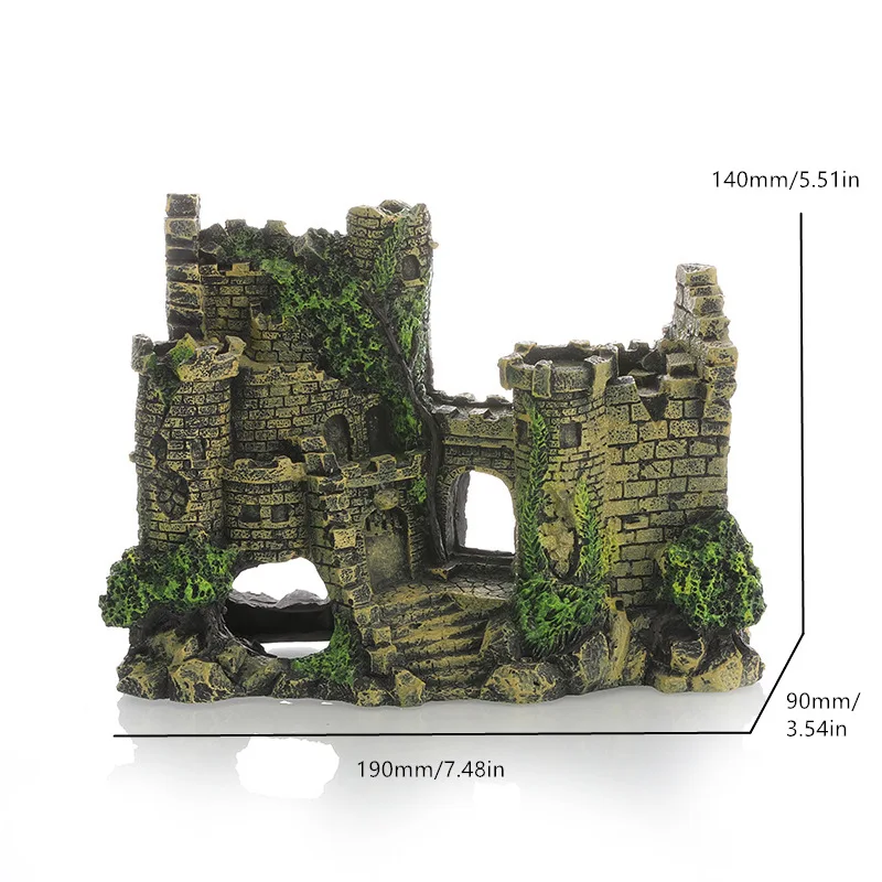 Resin Ancient Castle Artificial Ornaments Hideout Caves Layout Prop For Fish Tank Aquarium Landscape Handicrafts Decor 2