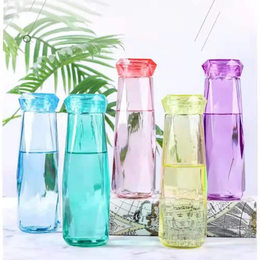 Crystal Infused Gem Water Bottle Wellness 500ml Glass water bottle wholesale Coloured stone glass water bottle