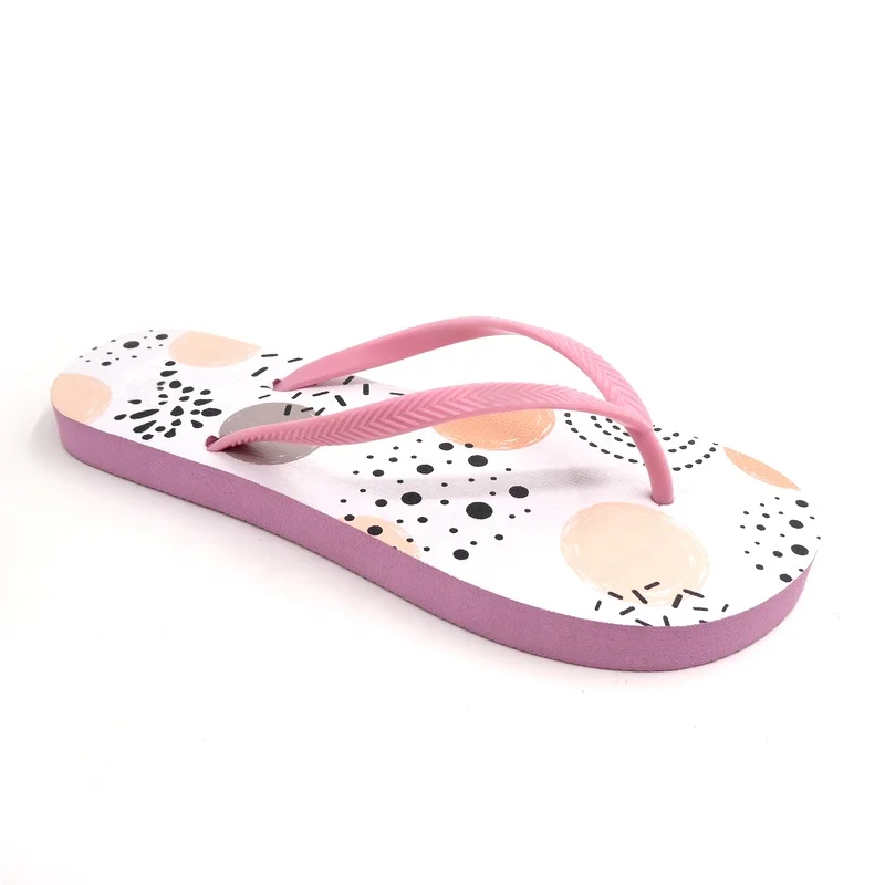 HEVA MOQ 1000PCS Tong sandals women summer sliders slippers printed custom flip-flops summer beach casual slipper outdoor