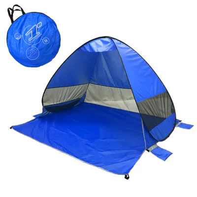 Camping Tents 4 People Beach Tents  Sun Shelter with Window Quick Automatic Opening Foldable Tent