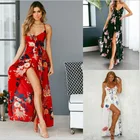 Casual Dresses 2021 2021 Summer Fashion Party Sleeveless Sling Print Maxi Dress Girls Casual Evening Dresses