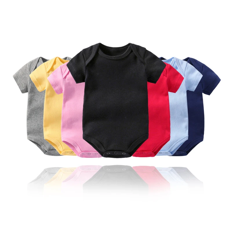 manufacturer Wholesale Newborn Bodysuit 100% Cotton Plain White Baby Romper Clothes 2022 Baby Romper Infant Short Sleeves