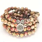 Beads Gemstone KDB7184 Factory Supply Natural 108 Mala Beads Lotus Charm Gemstone Bracelet