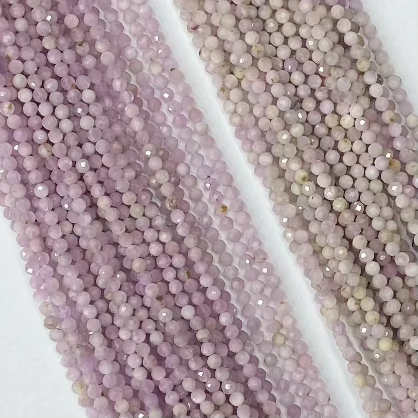 High Quality Natural Kunzite Cut 2mm 3mm Round Strand Beads For Diy