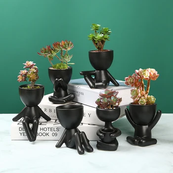 Amazon Hot Sold Bonsai Pots Yixing Ceramic Chinese Planters Ceramics Christmas Creative Humanoid Plant Succulent Planter Pot