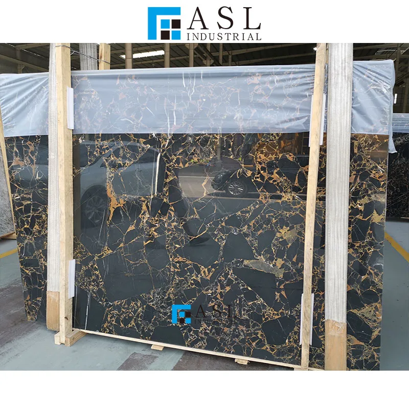 Athens portoro/porto black marble with gold/golden vein marble flooring tile wall cladding glossy black gold marble tiles