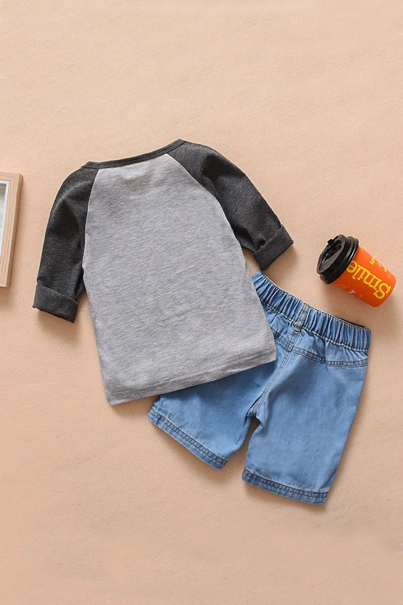 New Fashion Baby Boy Clothing Set 2pcs Cute Car Summer Tshirt+denim