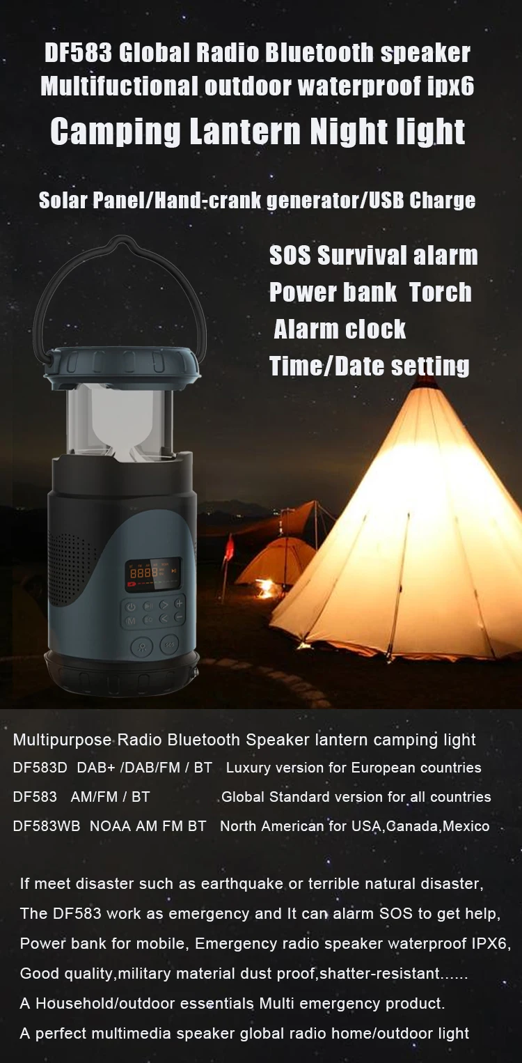 2023 Camping lantern Hot Sale noaa wb am fm dab radio multi Speakers global satellite signals 500Km marine noaa wb radio 