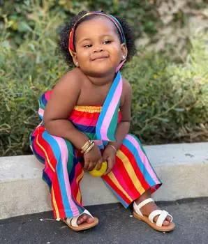 Wholesale Kids Little Baby Girls Summer Rainbow Stripes Toddlers Cotton Boob Tube Top Long Pants 2pcs Match Sets Overall Clothes
