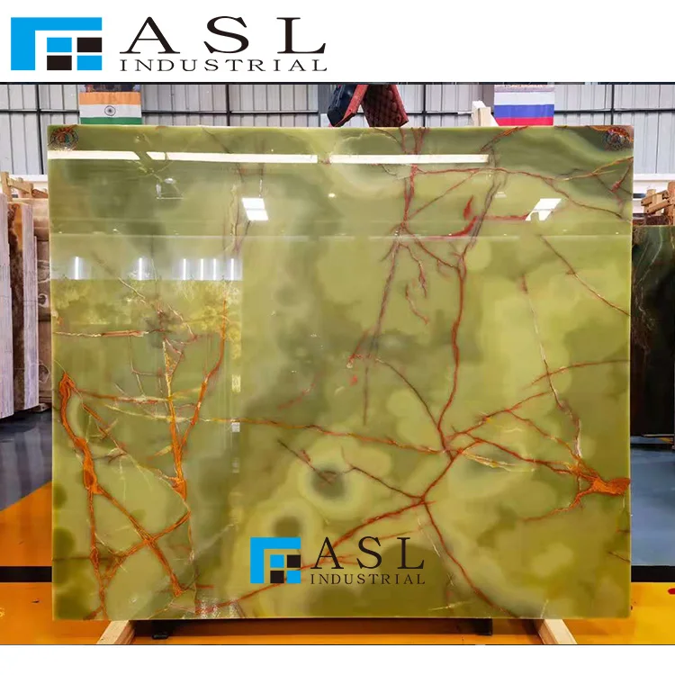 Emerald Green Onyx Cold Ice green onyx Luxurious Interior Decoration Jade Stone Onyx Slab Polished Background Wall
