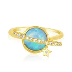 Opal Ring Opal Ring Gemnel 925 Sterling Silver Planet Opal Ring With Hanging Star