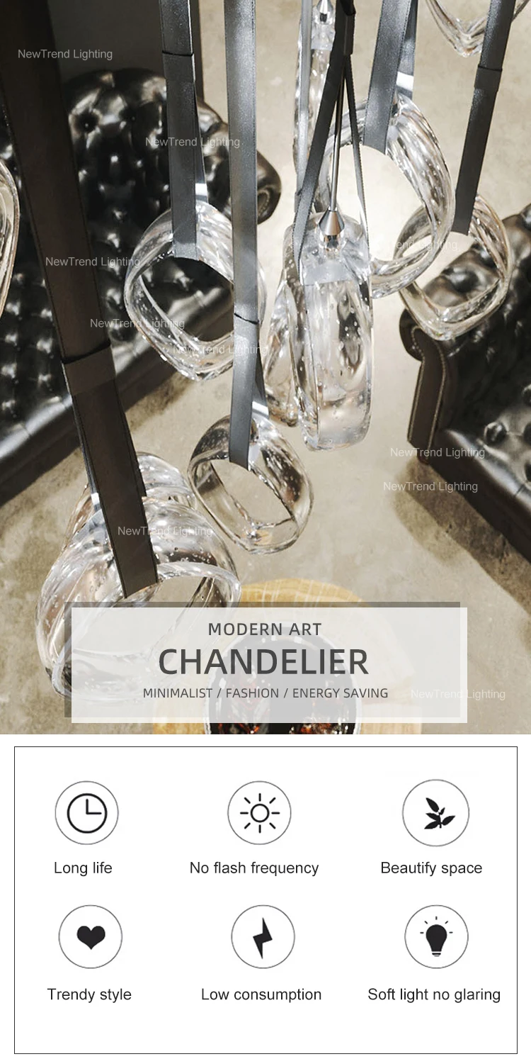 CPL-278 New Design Indoor Decoration Villa Apartment Bar Staircase Glass LED Chandelier Pendant Light factory