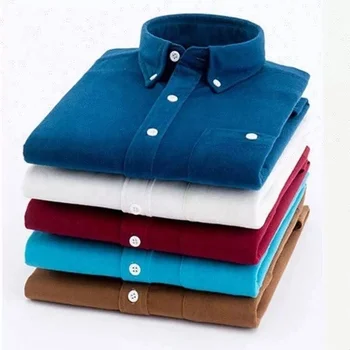 Blank Custom Logo Printing Cheap Home Long Sleeve Corduroy Polo T Shirt for Men