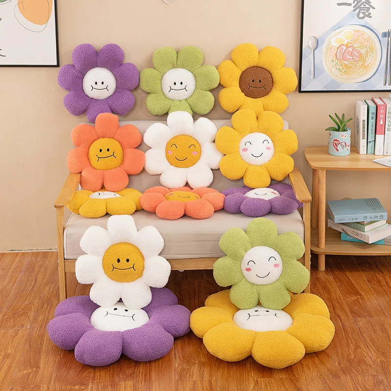 New Cartoon Pp Cotton Pillows Plush Toys Chair Daisy Shape Flower Plush Soft Pillow Cushion Cute Plush Flower Soft Pillow