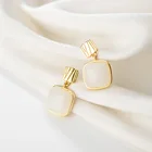 Gemstone Earrings Earrings Wholesale Gemstone Jnatural Gemstone Sterling Simple White Jade Square Earrings
