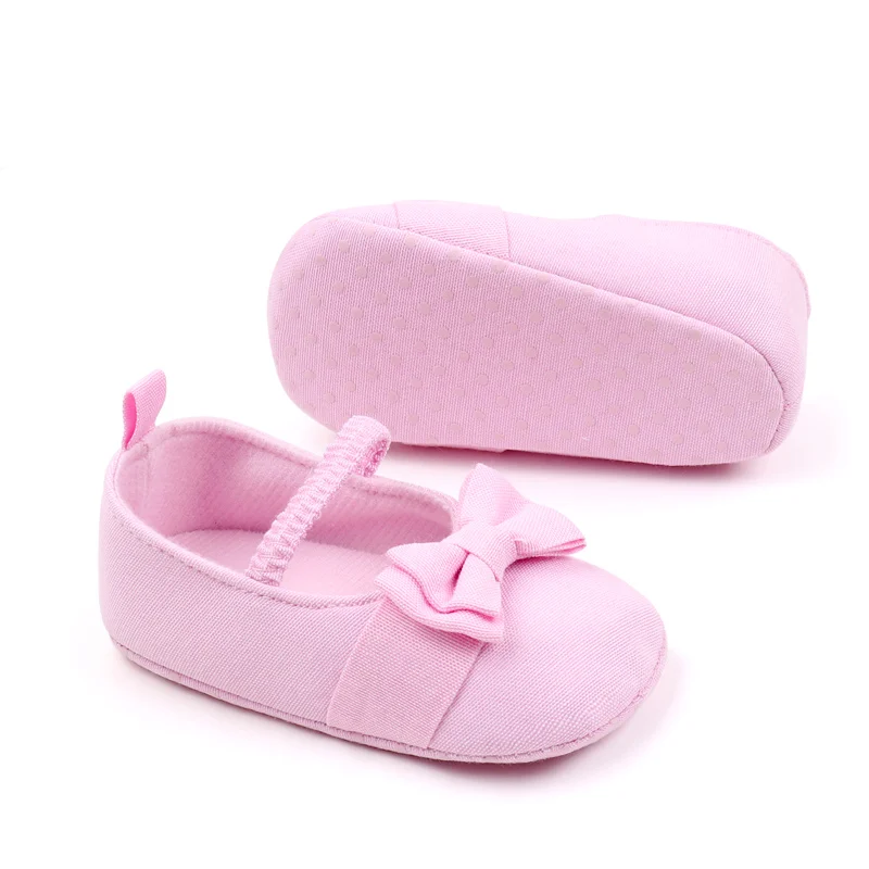 Fashion Trend Baby Solid Color Denim Cute Bow Elastic Princess Mary Jane Flats Toddler Shoes manufacture