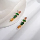 Real Wholesale Women Sweet Candy Colors Cubic Zircon Real Gold Plated Brass Tassel Earrings Jewelry