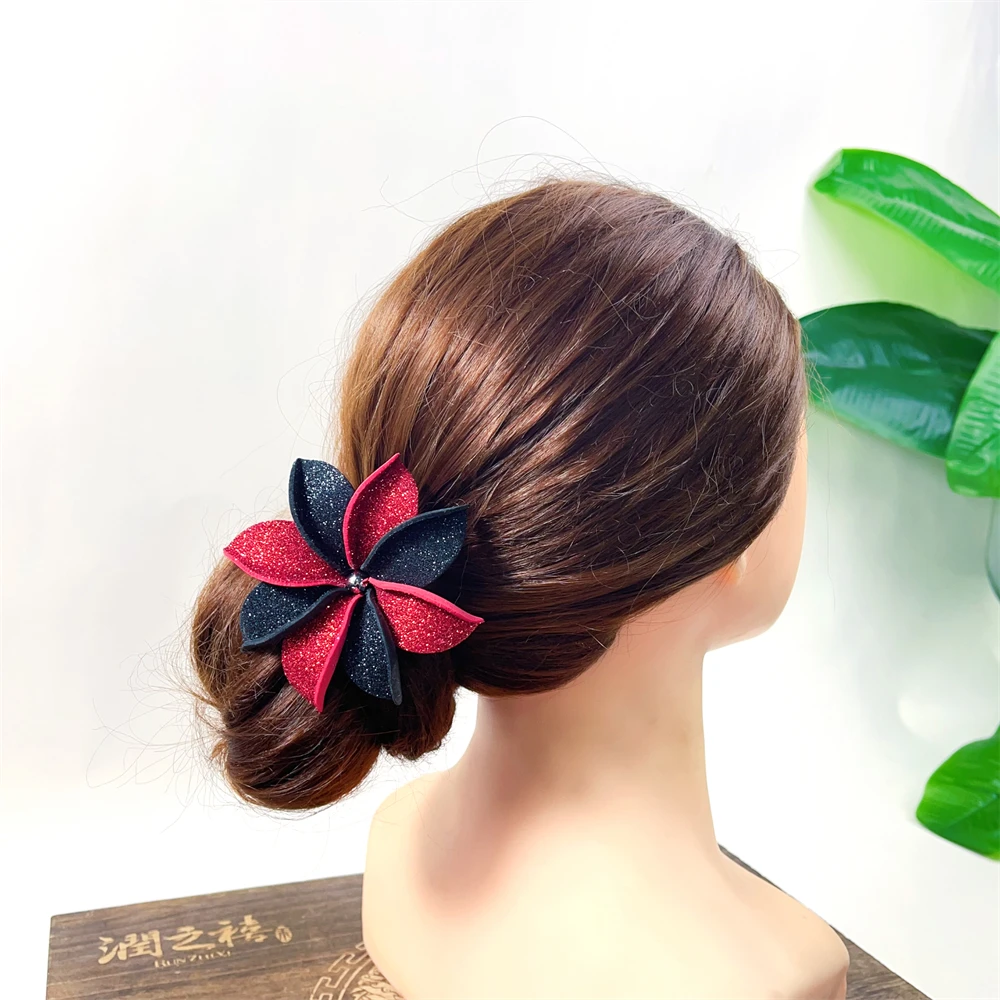 Stylish Party 9CM Artificial EVA Foam Tiare Flowers Hair Pick w Glitter Powder