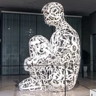 Decor 2021 Hot Sale Landscape Outdoor Park Large Metal Abstract Art Decor Stainless Steel Wire Sculpture