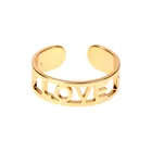 Ring 100 Wholesale Couple Ring Creative English LOVE You 100 Languages Ring Glossy Gold Hollow Letters