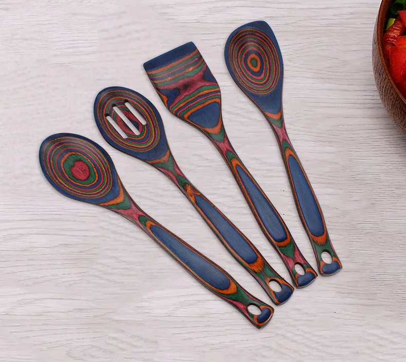 Pakkawood Kitchen Utensil Set for Serving & Cooking, Heat Resistant & Non-Stick Utensils