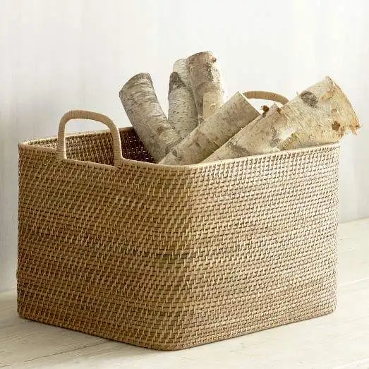 wholesale cheapest handmade square rattan bicycle basket , woven rattan plant basket