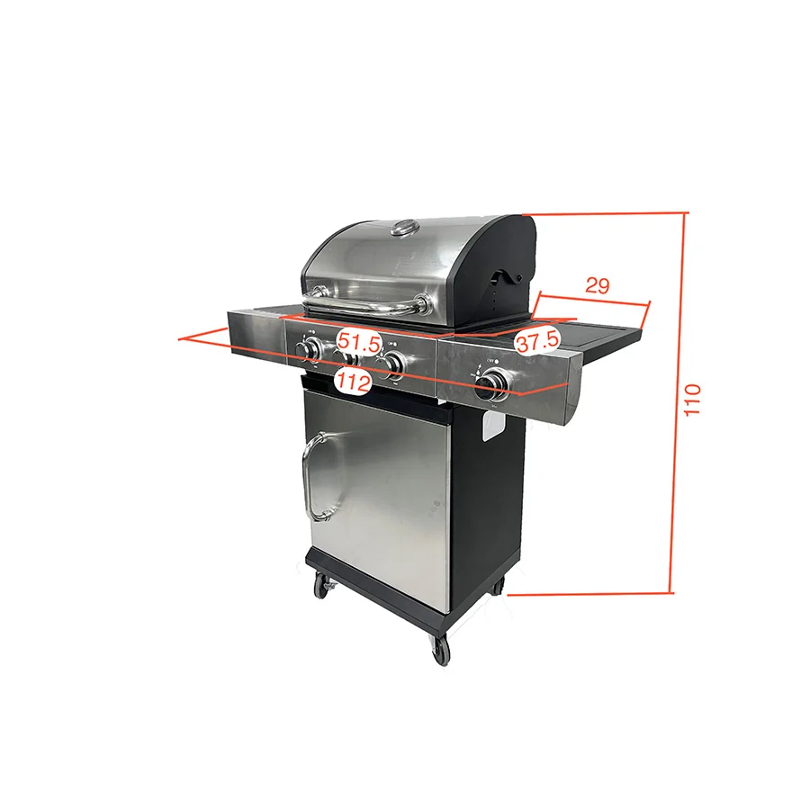 product outdoor multifunctional portable bbq grill 3 burners gas barbecue grill with side burner-6