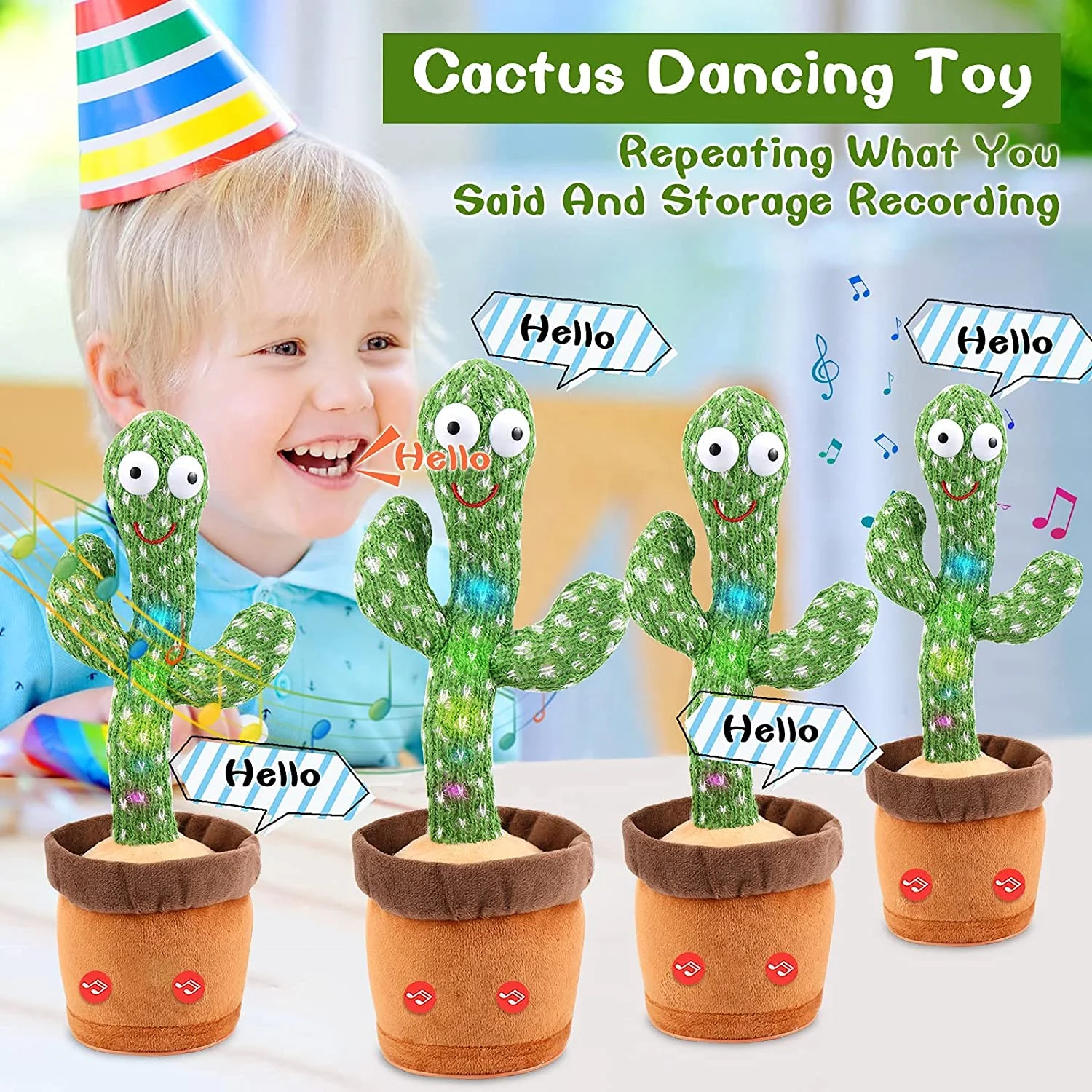 Hot selling Hot Selling Soft Plush Cactus Electric Talking Singing Dancing Plush Toys Cactus Toy Children Talking Cactus Toys