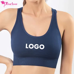 Dear-Lover Wholesale Custom Logo Ladies Gym Yoga Push Up Padded Cross Back Sports Bras For Women Fitness