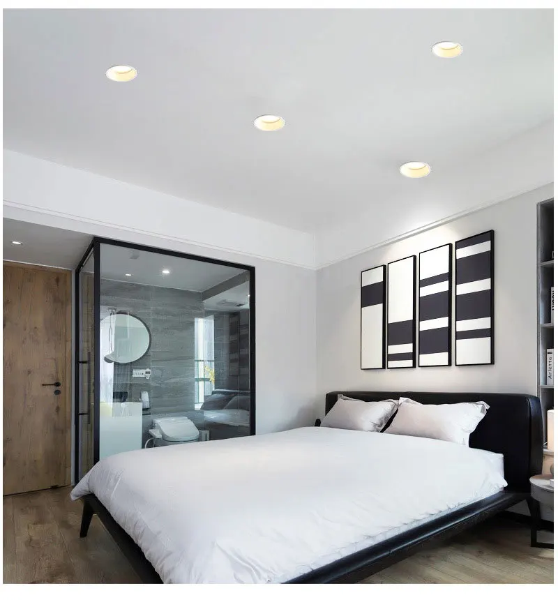 Downlight Embedded Household 7.5 Hole LED Ceiling Light Living Room Aisle Without Main Light Narrow Edge Anti-glare Downlight